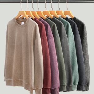 European and <b>American</b> Fashion Brand Men's <b>Hoodies</b> & Sweatshirts High Quality Round Neck Basic Loose Washed Sweatshirt - Product Image 6