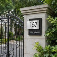 Plaque de porte personnalisée moderne à double couche pour numéro de maison, adresse, nom de villa, extérieur