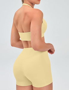 Ensemble de yoga pour femmes, deux pièces, soutien-gorge de sport et short taille haute, respirant, extensible, vêtements de course et d'entraînement - Product Image 5