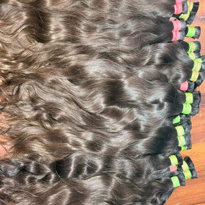 Tissage de cheveux indiens vierges naturels à double tirage Paquets de cheveux bouclés ondulés droits à vague lâche cambodgienne Extensions de cheveux multiples - Product Image 1