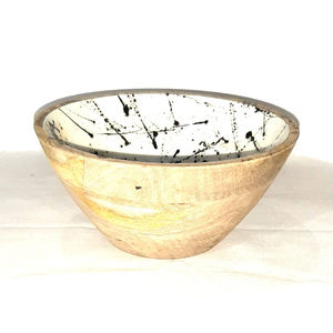 Cuenco de sopa de madera de mango hecho a mano, diseño elegante impreso a mano, perfecto para decoraciones de bodas y uso de cubiertos domésticos - Product Image 4