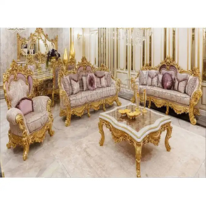 Ensemble de canapés de luxe faits à la main au design italien pour la maison Ensemble de canapés en bois massif de style européen Ensemble de canapés de luxe en bois de teck sculpté à la main - Product Image 1