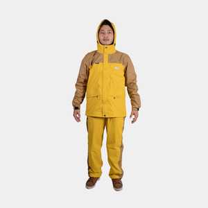 ชุดกันฝนยาว XL สีเหลือง/น้ำตาลปรับแต่งโลโก้ได้สไตล์อุตสาหกรรมกันลมสำหรับการปีนเขาที่ฝนตกกลางแจ้ง - Product Image 4