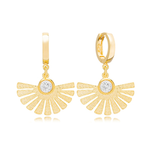 Boucles d'oreilles élégantes en forme d'éventail pierre de Zircon clair bijoux faits à la main en argent Sterling 925 - Product Image 1