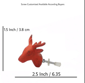 Boutons et poignées de meubles en fonte au design de renne rouge moderne pour armoire, commode, chambre et salle de bain - Product Image 3