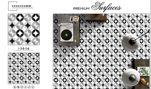 Azulejos de porcelana esmaltada blanca y negra de 600x600mm, azulejos brillantes pulidos para habitaciones y apartamentos - Product Image 2