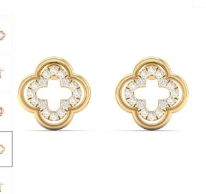 Pendentif en or jaune 14 carats avec diamant naturel serti de boucles d'oreilles collier de luxe au design unique et floral pour cadeau - Product Image 6