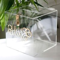 Boîte de rangement élégante en acrylique transparent carré pour cartes de mariage, couvercle personnalisable, porte-enveloppes écologique pour mariages