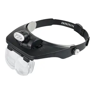 Lupa montada en la cabeza con tres luces LED, herramienta de detección de lectura de reparación, cuatro lentes múltiples, venta al por mayor