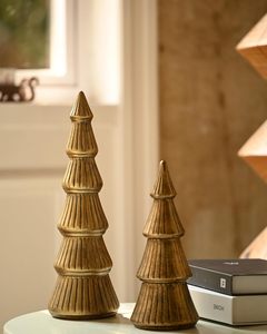 Ornement suspendu d'arbre de Noël en bois doré fabriqué à la main décor de vacances rustique parfait avec un attrait festif unique et un design - Product Image 3