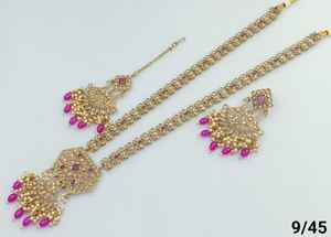 Indian Traditional and Fashionable Gold Plated and <b>Long</b> Mala With Earring and Maagtika Combo <b>Necklace</b> Set <b>for</b> <b>Women</b> - Product Image 3