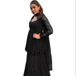 Ropa especial de Sara Ali Khan, la mejor calidad, alta demanda, Georgette Kurtis tradicional india con Palazzo, venta al por mayor - Product Image 1