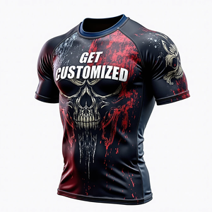 Obtenez un Rash Guard MMA personnalisé en compression complète et à manches courtes avec kimono de jiu jitsu à sublimation résistant à la décoloration - Product Image 5