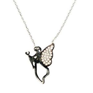 Collier en argent sterling Modèle 925 Flying Angel avec pierres noires et blanches pour les occasions de cadeaux - Product Image 3