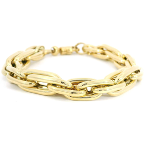 สร้อยข้อมือถักสีทอง18K สำหรับผู้หญิงสีทองล้วนดีไซน์แบบลิ้งค์ขัดเงาหรูหราหรูหราของขวัญ - Product Image 1