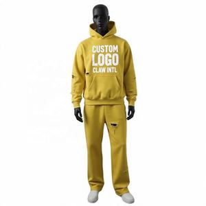 Chándal personalizado de fabricante, ropa de calle con diamantes de imitación, chándal de gran tamaño, holgado, recortado, lavado ácido, pantalones de chándal acampanados y conjunto de Sudadera con capucha - Product Image 5