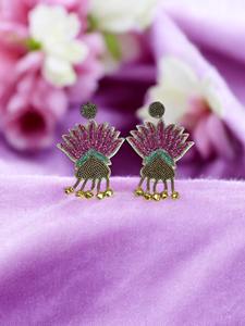 Pendientes de Fútbol Americano con Cuentas Moradas Hechos a Mano, Joyería de Cuentas Bordadas para el Día del Partido con Cuentas Rojas, JAVED HANDICRAFTS Modelo JH-2026 Etsy - Product Image 3