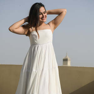 Blanc Belle Collection À La Main D'été Étage Longueur Designer Col Carré Boho Gypsy Longue Maxi Robe - Product Image 2