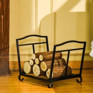 Estante de troncos de hierro negro resistente para jardines al aire libre diseñado para almacenar grandes volúmenes de leña durante períodos prolongados - Product Image 2