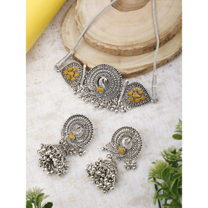 GS Peacock <b>Choker</b> with Yellow Flower Alloy Jewelry for Party Occasions - Product Image 1