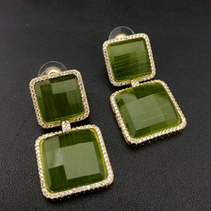 Boucles d'oreilles à breloques Design pour femme, plaqué or 18k, coloré, monalisa, bijoux pour femmes, cadeau de fête, boucles d'oreilles en pierre rouge - Product Image 6