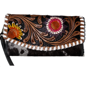 Bestselling <b>RFID</b> <b>Blocking</b> Vintage Style Western Fashion Women's Genuine Leather Wristlet Bifold <b>Wallet</b> Set ZIP Closure Top - Product Image 1