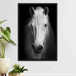 Toile imprimée : Art mural rustique de style ferme pour les amoureux des chevaux, TOILE ENCADRÉE NOIRE - Product Image 1