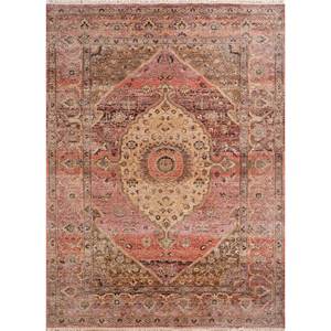 Alfombra de Lana Anudada a Mano Someplace in Time con Patrón de Medallón Rojo y Naranja para Uso Doméstico-EA-3008(Cs-02) - Product Image 1