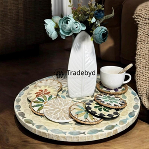 Tradebyd MOP incrustation plateau fait à la main luxe plateau décoratif idéal pour Table basse cuisine et cadeaux - Product Image 1