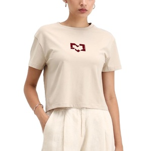 เสื้อครอปคอโอพิมพ์ลายผ้าฝ้ายแท้สำหรับผู้หญิง แขนสั้น ขายส่ง รับสกรีนโลโก้ เสื้อยืดครอปสีสันสดใส เป็นมิตรกับสิ่งแวดล้อม - Product Image 1