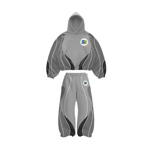 Ensemble de survêtements coupe-vent en micro polyester 220GSM de haute qualité, panneau bicolore léger et doux au toucher, logo imprimé personnalisé, grande taille - Product Image 1