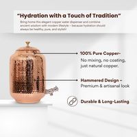 Dispensador de Agua Matka de Cobre Puro de 8 Litros con Logotipo Personalizado, Jarra con Grifo de Latón Niquelado