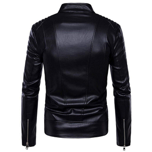 Chaqueta de Cuero Genuino Negro de Alta Calidad para Hombre, Cuello Alto, Liso Teñido, Transpirable y Ecológico, Informal de Invierno - Product Image 6