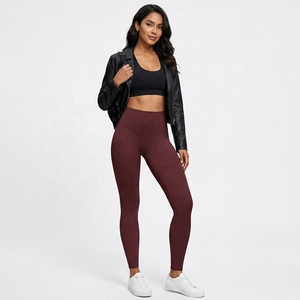 Leggings de yoga taille haute pour femmes, couleur unie, longueur intégrale, extensibles dans quatre directions, en spandex et nylon - Product Image 3