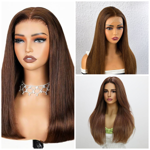 Peluca de Cabello Humano Indio No Remy Full HD con Frente de Encaje en Color Marrón Natural, Ondulado Profundo y Ecológica, Prithvi Enterprises PE-AV-86 - Product Image 1