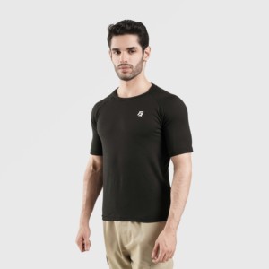 เสื้อยืดออกกำลังกายสีดำพื้นฐาน - Product Image 3