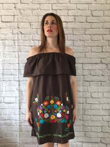 Most Selling Wholesale Boho Suzani Embroidered Woven Natural Waist Maxi <b>Tunic</b> <b>Dress</b> Retro Look Mexican Style <b>Women</b> Summer Cotton - Product Image 3