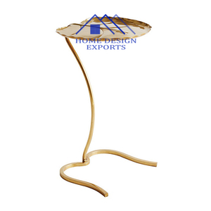 Metal para el hogar hoteles y restaurantes Mesa auxiliar con acabado dorado - Product Image 3