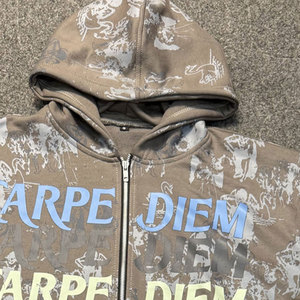 New Fashionable Winter Streetwear Hooded Men <b>Distressed</b> Tracksuit 100% Cotton Lightweight Hot Sale - Product Image 4