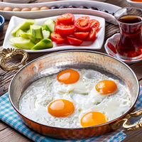 Poêles en cuivre classiques traditionnelles faites à la main pour la cuisson des œufs, des omelettes, avec des poignées ergonomiques en laiton martelé, ustensiles de cuisine écologiques