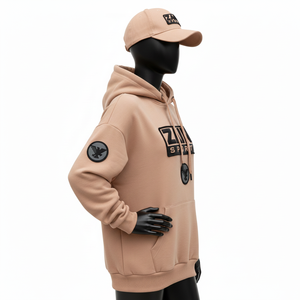 Sweat à capuche pour femme en tissu polaire mélangé de coton de haute qualité, chaud, ton neutre, logo personnalisé en relief, basique décontracté pour femme - Product Image 3