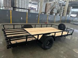 Remorque à plateau plat à 2 essieux, remorque utilitaire en acier avec plancher en bois et panneaux latéraux en maille, charge utile maximale 1001-2000 kg - Product Image 5