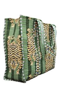 Bolsa de Mano de Algodón Estampada a Mano con Rayas de Tigre, Bolsa de Hombro Hecha a Mano - Product Image 2