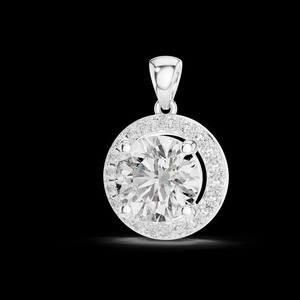 925 Plata nuevo diseño redondo Halo Moissanite diamante solitario Iced Out collar oro clásico elegante estilo de lujo para Mujeres Hombres - Product Image 1