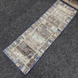 Alfombra Turca Vintage Pequeña de 1.9x5.6 pies, Alfombra de Lana Azul Herki - Product Image 2