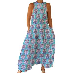 Combinaison décontractée d'été 100% coton, imprimé floral à la main, tissage doux avec fermeture éclair pour le printemps/été, adultes BPJS064 - Product Image 1