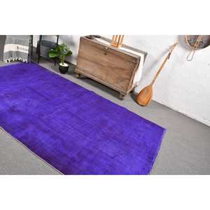 Alfombra turca Vintage moderna, diseño de retazos morados de 4,9x9 pies, látex de lana hecho a mano clásico para pasillo, alfombra rectangular para habitación - Product Image 5