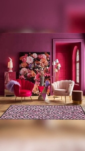 Tapis artisanal en patchwork de cuir de vache rose et noir, tapis moderne en cuir à poils pour la décoration de la maison et du bureau - Product Image 2