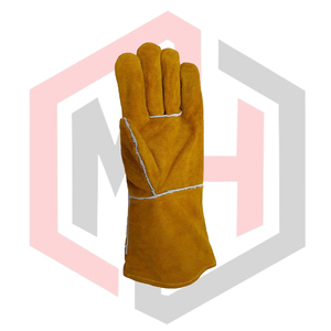 Gants de soudage résistants à la chaleur/au feu, en cuir antistatique, 14 pouces, texture lisse, poignet en tricot, résistant aux déchirures, 11 oz d'épaisseur - Product Image 3