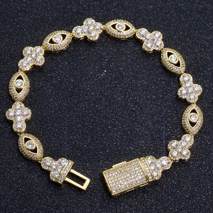 Bracelet hip-hop en moissanite, motif grappe de fleurs, micro-pavé, luxe, pour homme et femme, bijou statement, entièrement pavé - Product Image 6